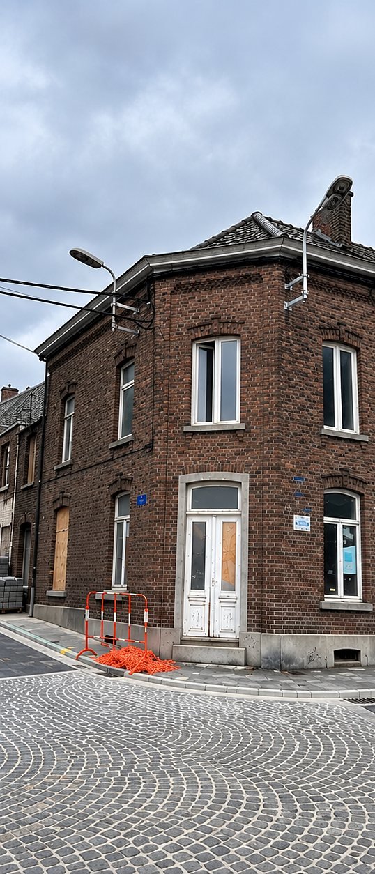 Façade existante en brique avant rénovation, Châtelet